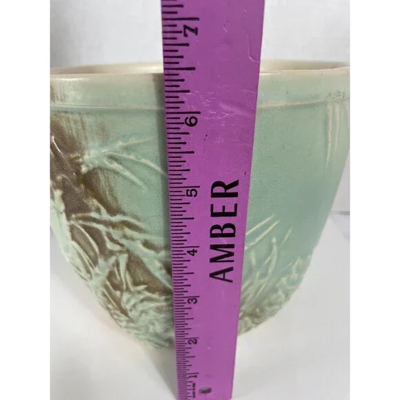 McCoy Planter Pot Pine Cone Jardiniere Blue Green Brown Vtg MCM Cottagecore - Picture 15 of 16